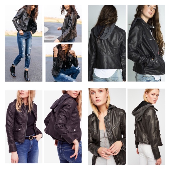 Free People Monroe Faux Leather Hooded Jacket. NWT - Picture 2 of 8